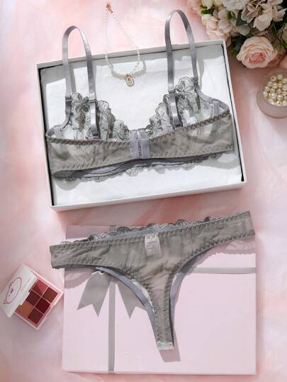 Esselle Roze Romantic Underwear Padded Lingerie BH Slipje Set view 2