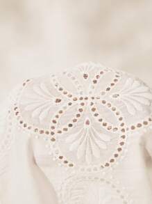 2025 Summer Easelle Vest Pattern Open Button Holiday Style Tops Lace Button Vest Seaside White Linen Pants Women Holiday Outfits - White - View 6