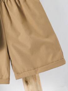 SHEIN Leap Crew 2 Stücke/Set Lässiger College-Stil für Kleine Jungen, bequem und vielseitig, locker sitzende Kurzarm Hemd & Shorts Set, geeignet für Frühling/Sommer, Alltagstragen, Sport, Ausflüge, Schule, Partys, Veranstaltungen, Fotoshootings - Schwarz - Übersicht 8