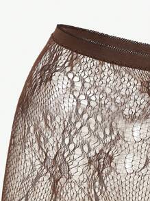 SHEIN ICON 1 Paar Damen süße, sexy Spitze, strukturierte Blumen-Reben Netzstrümpfe, geeignet für Lässig, Party