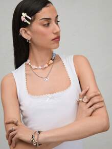 COUREZ Lace Square Neck Tank Top /Summer Outfits For Women /Summer Tops Going Out Tops Casual /Y2K Vacation Holiday Cotton Cotton Vintage