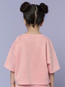 SHEIN Explorewe Bộ đôi nhung BFF mùa hè cho bé gái 4-7 tuổi | Pink Chic Best Friends Grow Up Together | Tiết kiệm 27%! 35 yên → 25,58 yên - Hồng - Xem 3