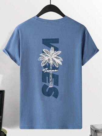 Manfinity Chillmode Men Short Sleeve Round Neck T-Shirt, Fashionable For Summer Men's Summer T Shirts