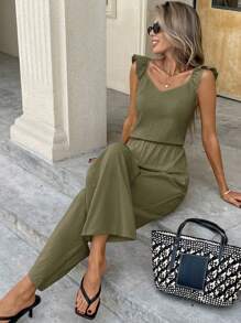 Serisse Mono sencillo y de moda con espalda descubierta de unicolor, adecuado para el verano