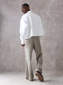 SUMWON Men's Casual Woven Suede-Like Short-Sleeved Shirts Suitable For Daily Wear - White - View 3