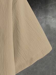 Manfinity Homme Loose Fit Men's Half Button Shirt & Pants Set, Fashionable For Summer, Cozy Outfits - Khaki - View 3