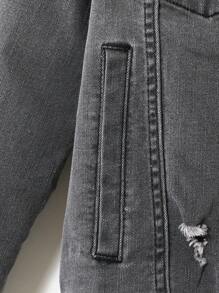 URBAN STREET COOL Tween Boys Casual STRETCH COTTON DENIM JACKET AND SLIM FIT JEANS Two Pieces SET, Contrast Detail, Ripped And Mess Up Detail , Button Front Closure On Jacket,Elastic Waistband Jeans. - Multicolor - View 3