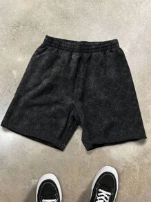 PAVTROS Men's Cross Print Drawstring Waist Loose Casual Shorts - Multicolor - View 2