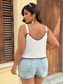 SHEIN VCAY Große Größen Urlaub Lässiges besticktes Camisole Stricktop Häkeltop Stickerei Urlaub Ausgehtops Sommertop Süße Tops Damen