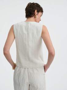 Aalyst Chaqueta ligera informal de lino bordada sin mangas con estilo bohemio y calados para mujer, ideal para la playa, festivales de música y el verano