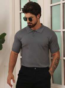 DAZY 1 pieza Jersey de punto liso de verano para hombres para ir a trabajar