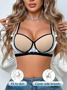 SHEIN 1pc Women Underwire Comfort Gather Seamless Push Up Bra - Multicolor - View 1