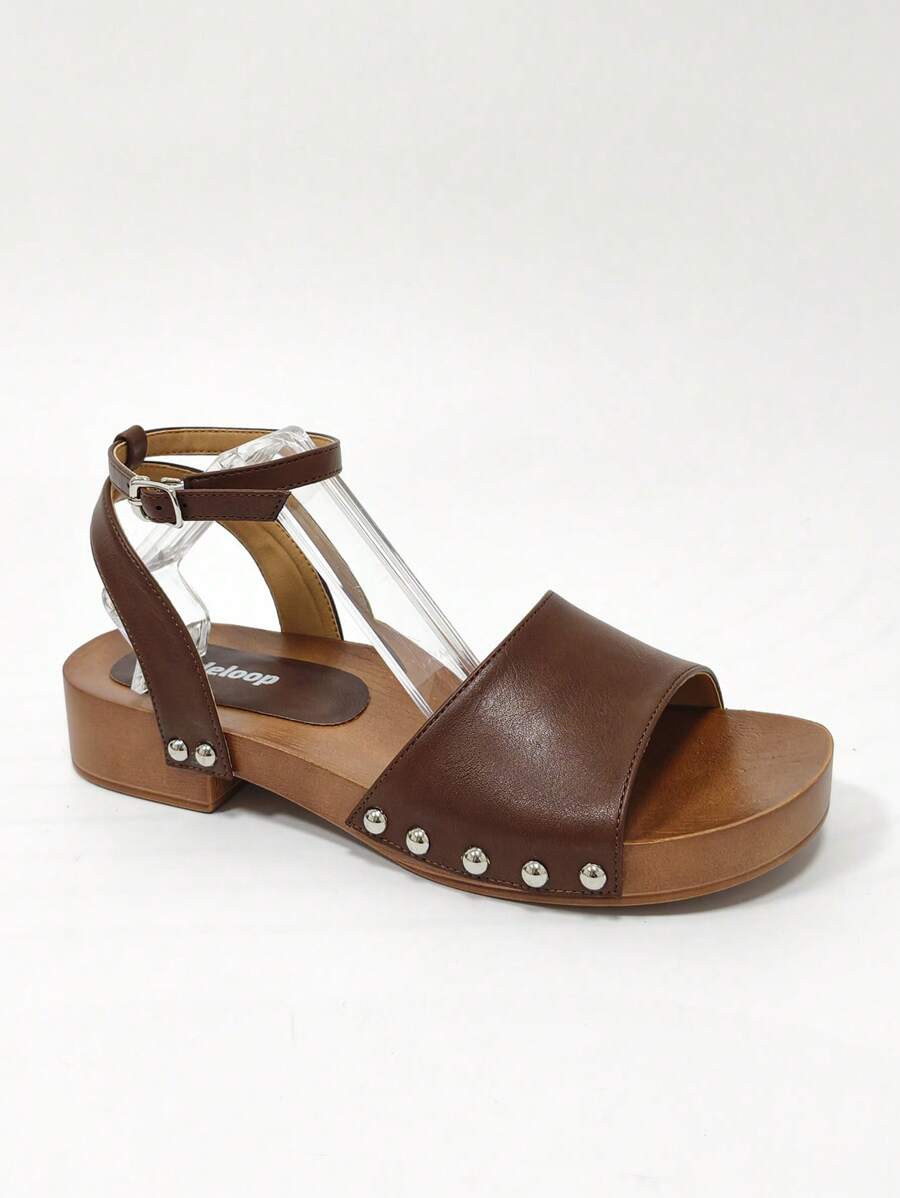 Styleloop Sandali con tacco alto, punta tonda e cinturino alla caviglia, per donna. Scarpe con tacco largo in PU, adatte per uso esterno/pendolarismo, di colore marrone, stile bohémien, ideali per festival di musica western e outfit da festa. - Marrone ruggine - Visualizzare 1