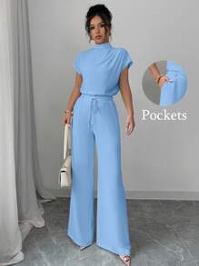 Chiquease Casual Elegant Apricot Woven Crew Neck Sleeveless Women Shirts, Apricot Woven Wide Leg Pants, 2 Pieces Set For Women Ladies Casual Sets Casual Sets For Women Outfits For Women Sets Women Clothing Two Pieces