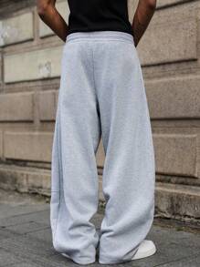 Manfinity Hypemode Men's Solid Color Drawstring Waist Pocket Casual Loose Sweatpants Baggy Sweatpants For Men Baggy Men Sweatpants Men S Baggy Sweatpants, Grey Baggy Sweatpants, Oversized Sweatpants, Light Grey Sweatpants, Sweatpants Wide Bottom For Men, Double Waist Sweatpants