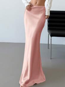 Firerie Valentine's Day New Elegant Romantic Vintage Chic Gold Satin High Waist Mermaid Maxi Skirt