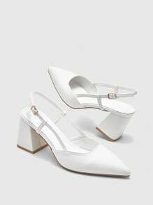 CUCCOO BIZCHIC Women's Block Heels Pumps, Classic Minimalist Design For Casual, Dating, Party, Holiday, Wedding For Christmas - White - View 9