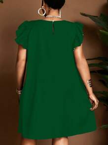 SHEIN CURVE+ Vacation Sundress Easter Women Dress Summer Women Outfit - Army Green - View 2