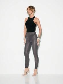 KIZN Essential Performance Athletic Leggings Workout Training Exercise Activewear Yoga Pants Moisture Wicking Compression Sportswear High Waist Running Athleisure - Grey - View 2