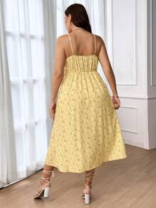 SHEIN Frenchy Váy hở eo họa tiết hoa cỡ lớn - Màu vàng - Xem 2