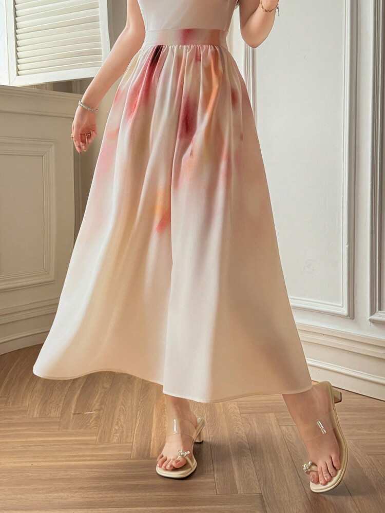 Women Ombre Umbrella Skirt, Spring & Summer