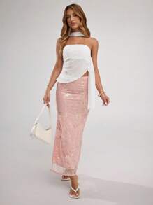SHEIN BAE Vestidos elegantes y románticos de color rosa para mujer, vestidos de verano con escote halter, Top plisada y bajo asimétrico, para salir, outfits de verano, outfits de rave, outfits de club sexy para mujer, outfits de playa para mujer