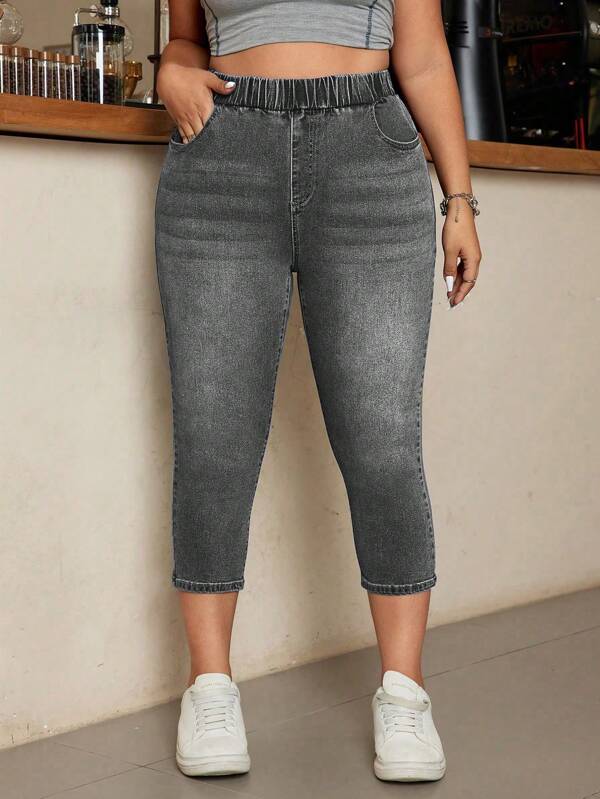 SHEIN EZwear Blugi Vintage Slim Fit Spalati Marime Plus