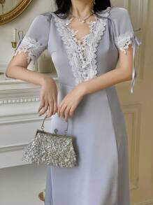 DAZY Elegant French Style Summer Midi Dress For Women,Ruffle - Blue - View 7
