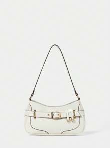 SHECARRY Women's Fashion Shoulder Bag With Eyelet Buckle Design, Suitable For Daily Commute - Beige - View 1