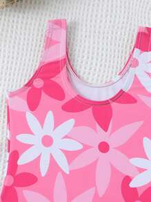 Baby Girl One-Piece Swimsuit, Directional Printed Swim Suits For Baby Girl One Piece Bathing Suit For Baby Girl Swimwear Bathing Suit For Baby Girl Swimsuit For Baby Girls - Hot Pink - View 5