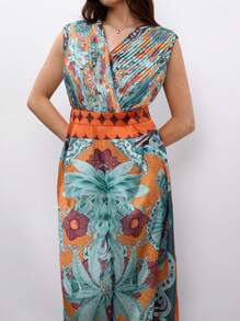 Maija Plus Size Women Summer Bohemian Pattern Printing Country Festival Outfits Jumpsuit,Western Wear Women Plus,Ruffle Country Concert Outfit,Vacation Outfits Woman,Summer Outfits For Women - Multicolor - View 4