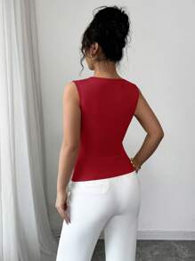 Elenzga Apricot Pearl Elegant And Romantic Women's Camisole - Red - View 2