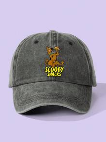 SCOOBY-DOO X SHEIN Cartoon & Letter Graphic Fashionable Washed Baseball Cap - Black - View 1