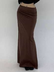 DAZY 女士纯色时尚半身裙，适合夏季，铅笔裙