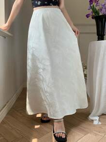 DAZY Gonna a-line elegante da donna in jacquard con vita elastica, primavera/estate