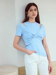 MOTF STUDIO CUT OUT RUCHED T-SHIRT