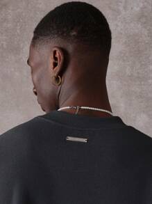 SUMWON Áo thun cổ tròn cao cấp dáng hộp thời trang đường phố đơn giản, năng động, mặc nhiều lớp, mặc vào mùa thu đông - Màu xám đen - Xem 4