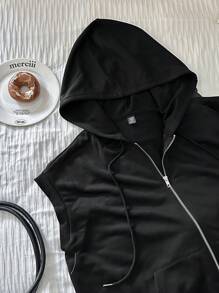 Comfortcana Große Größen Lässig Sommer Reißverschluss Kordelzug Kapuzen Hoodie Sweatshirt für Herbst/Winter