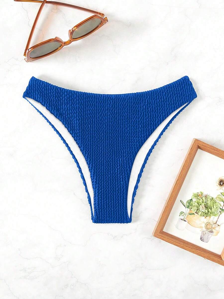 Swim Basics Women Summer Beach Solid Color Sexy Bikini Bottom - Royal Blue - View 1