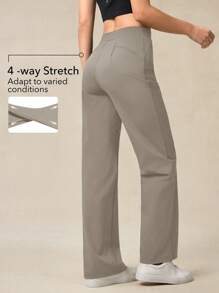 OutZeal Pantalones para mujer con piernas rectas, bolsillos con cremallera, de secado rápido, refrigerantes, ligeros y elásticos, ideales para deportes, aventuras al aire libre y uso diario, con tela suave y sedosa