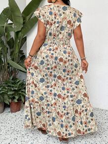 SHEIN LUNE Plus Size Women V-Neck Allover Print Simple Long Casual Dress Bohemian Summer Boho Old Money Summer Outfits For Women Spring Break Rave Outfits Festival Spring Break Outfits Look São João São João São João 2025 Midsummer Day Outfit Graduation Dress Wedding Guest Dress Women Vacation Outfits Woman Beach Outfits For Woman Festival Sundress Birthday Dresses For Women Women Dresses Elegant Gown Women Summer Clothing Women Dresses Birthday Woman S Summer Clothes Work Summer Dresses,Sun Dresses For Women