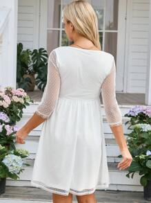 SHEIN Lace & Mesh Sleeve Decor Nursing Maternity Dress  Mother's Day  Nursing Dress