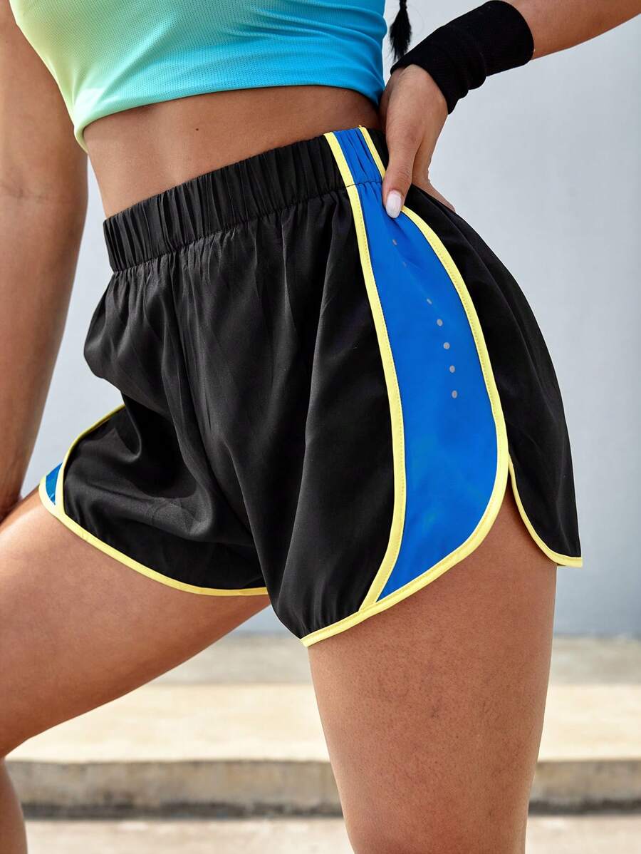 POWERISTA Powerista Damen Farbblock Elastic Taille Sport Shorts, Sommer