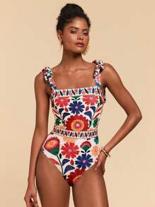 Travachic Maiô feminino de uma peça, alças finas, moderno para o verão