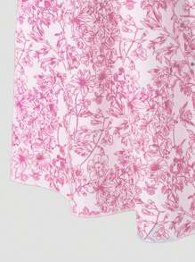 1 件 Tween 女童甜美花卉印花荷叶边下摆 A 字形无袖连衣裙，适合度假、日常穿着、聚会、春夏季 - 粉色 - 查看 5