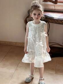 DAZY Young Girls Sweet Bowknot Sequins High-End Princess Dress, Young Girls Summer Outfits,Fall Clothes