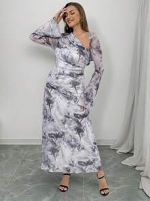 SHEIN Essnce Große Größen Elegantes sexy Kleid für Damen, elegantes Damenkleid, langes Kleid, Sommeroutfit für Damen Osterkleid, Geburtstagskleider für Damen, weiße Kleider edel und elegant, Geburtstagskleid im Meerjungfrauenkleid-Stil - Verschiedenfarbig - Übersicht 4