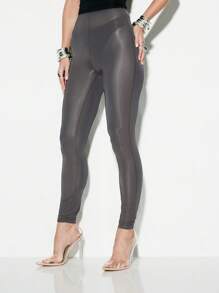 KIZN Essential Performance Athletic Leggings Workout Training Exercise Activewear Yoga Pants Moisture Wicking Compression Sportswear High Waist Running Athleisure - Grey - View 4