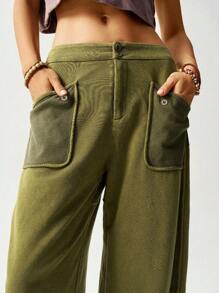 Bohemela Plus Size Casual Solid Color Knitted Loose Harem Wash Pants,Vintage