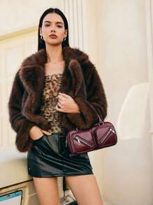 SHECARRY Women Fashion Personalized Street Cool Y2K Zipper Decor Handbag Valentines, Y2k Bag, 2000s Fashion Style, Gothic Punk Bag For Women